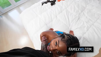 Hot ebony stepdaughter takes stepdaddy's bbc in her wet pussy