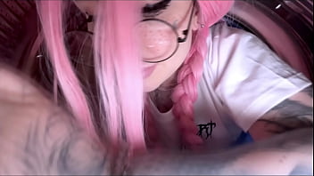 My stupid step sister stuck in the washing machine