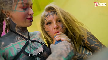 Split tongue lesbians tattooed toy play anal and atm adventures