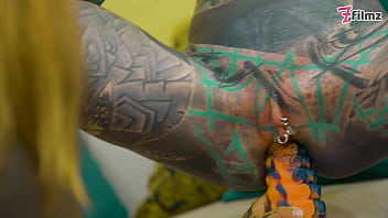 Split tongue lesbians tattooed toy play anal and atm adventures