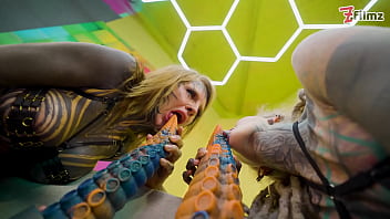 Split tongue lesbians tattooed toy play anal and atm adventures