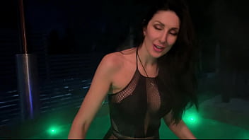 Perfect brunette otdoor bath