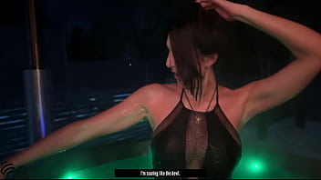 Perfect brunette otdoor bath