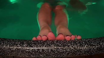 Perfect brunette otdoor bath