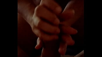 Busty wife performs 2 handed handjob