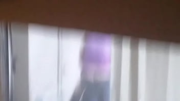 Spying on milf bending over with cute ass showing she's got big tits too