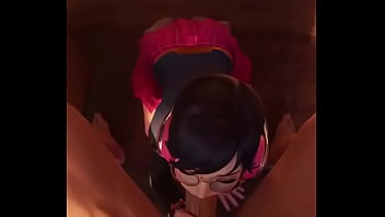 Dva deepthroats a dick and receives cum on her face