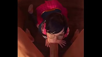 Dva deepthroats a dick and receives cum on her face