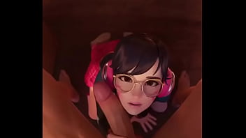 Dva deepthroats a dick and receives cum on her face