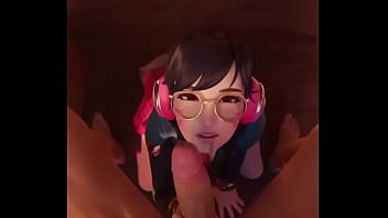 Dva deepthroats a dick and receives cum on her face