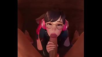 Dva deepthroats a dick and receives cum on her face