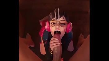 Dva deepthroats a dick and receives cum on her face