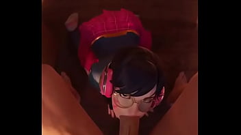 Dva deepthroats a dick and receives cum on her face