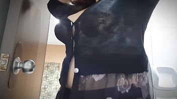 Horny asian stepmom touching natural big tits