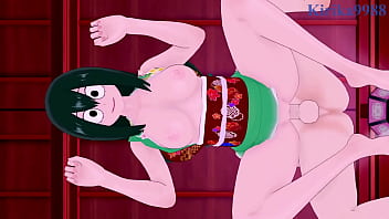 Tsuyu asui kimono and momo yaoyorozu kimono and izuku midoriya intense sex my hero academia hentai