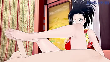 Tsuyu asui kimono and momo yaoyorozu kimono and izuku midoriya intense sex my hero academia hentai