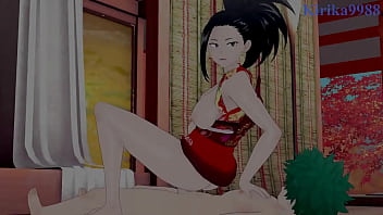Tsuyu asui kimono and momo yaoyorozu kimono and izuku midoriya intense sex my hero academia hentai