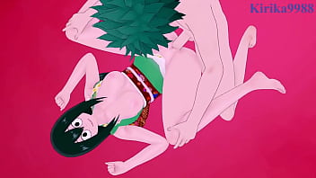Tsuyu asui kimono and momo yaoyorozu kimono and izuku midoriya intense sex my hero academia hentai