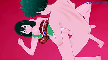 Tsuyu asui kimono and momo yaoyorozu kimono and izuku midoriya intense sex my hero academia hentai