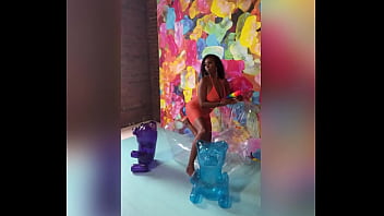 Slobbering on a huge thick dildo