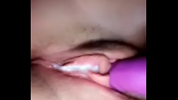 Purple vibrator makes s teen cum