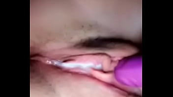 Purple vibrator makes s teen cum
