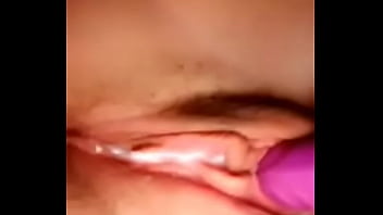 Purple vibrator makes s teen cum