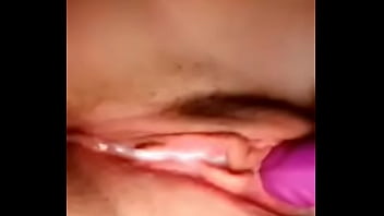 Purple vibrator makes s teen cum