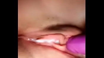 Purple vibrator makes s teen cum
