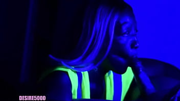 Black light blowjob while working on the clock at the ship yard