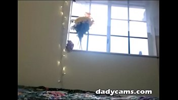 Beautiful brunette with red panties masturbating