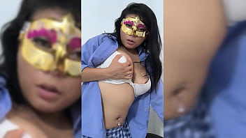 The latina student rebels against the system and shows off her beautiful body in front of her cell phone camera