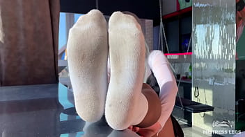 My white socks got very dirty lick them right now clean