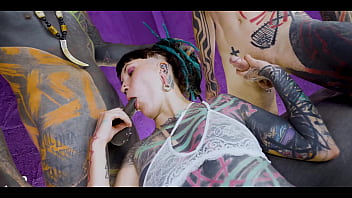 Tattoo teen rough balls deep anal threesome dp atm