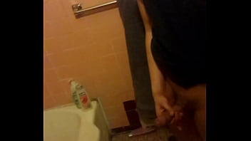 Stroking in the bathroom