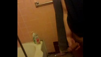 Stroking in the bathroom