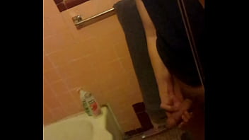 Stroking in the bathroom