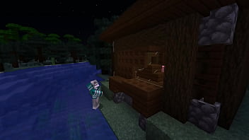 Minecraft milf gets stuck in bed