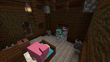 Minecraft milf gets stuck in bed