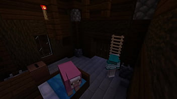 Minecraft milf gets stuck in bed
