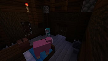 Minecraft milf gets stuck in bed