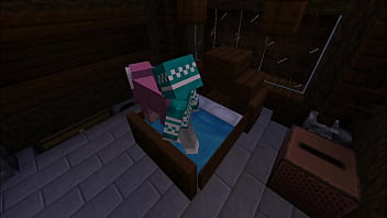 Minecraft milf gets stuck in bed