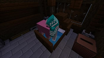 Minecraft milf gets stuck in bed