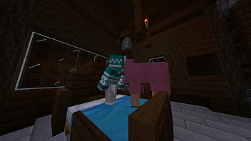 Minecraft milf gets stuck in bed
