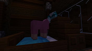 Minecraft milf gets stuck in bed