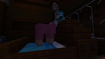 Minecraft milf gets stuck in bed