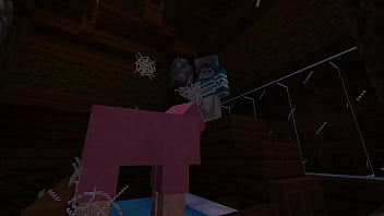 Minecraft milf gets stuck in bed