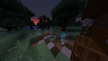 Minecraft milf gets stuck in bed