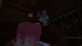 Minecraft milf gets stuck in bed