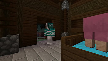 Minecraft milf gets stuck in bed